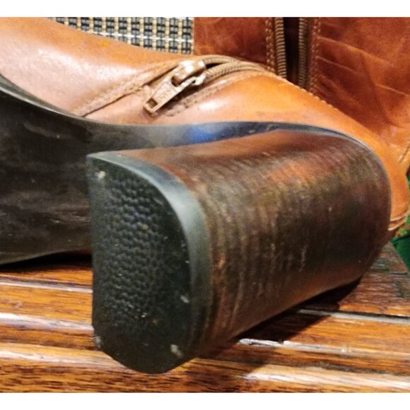 Vintage Steve Madden Brown Leather Heeled Mid-Calf Boots Size 8.5 B - Picture 13 of 14